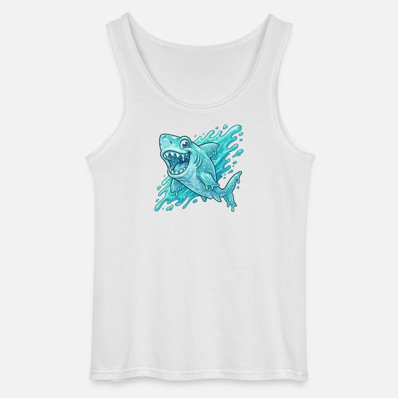Blauer Hai Splash Abenteuer - Gildan Männer Tank Top - Weiß