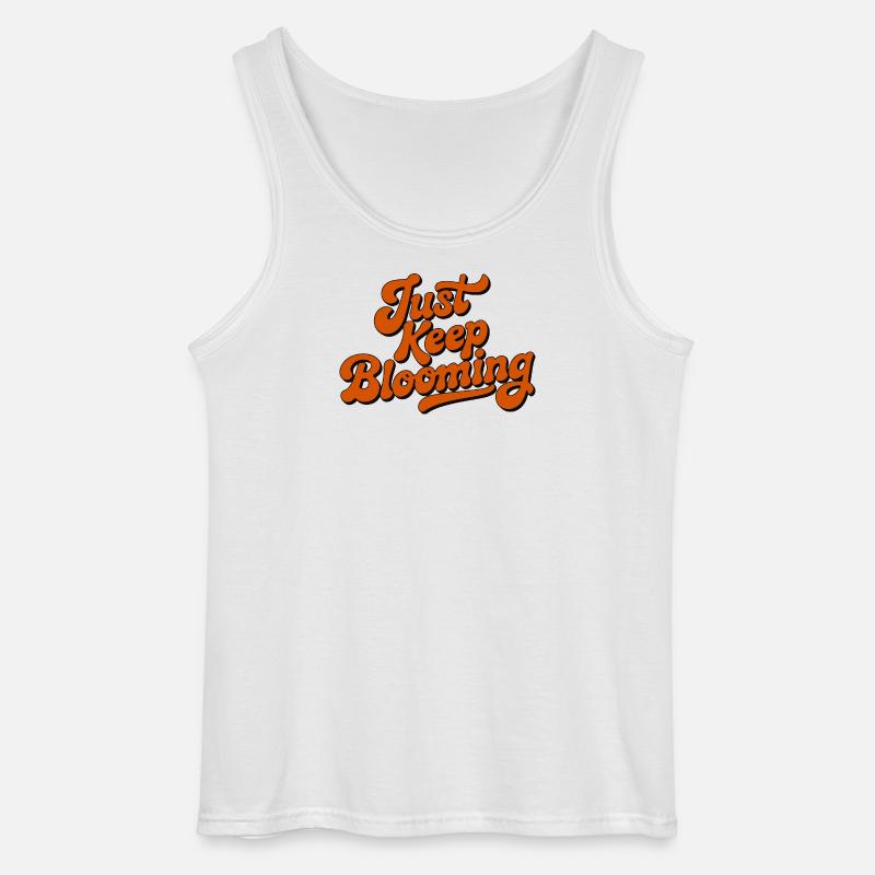 Just Keep Blooming Floral Script - Gildan Men’s Tank Top - white