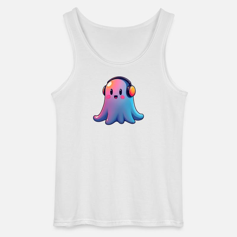 Gespenst mit Kopfhörern - Gildan Männer Tank Top - Weiß