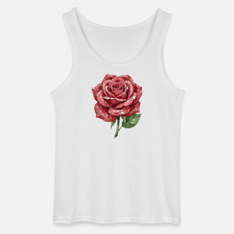 Rose Mosaik - Romantisches Blumen Geschenk - Gildan Männer Tank Top - Weiß