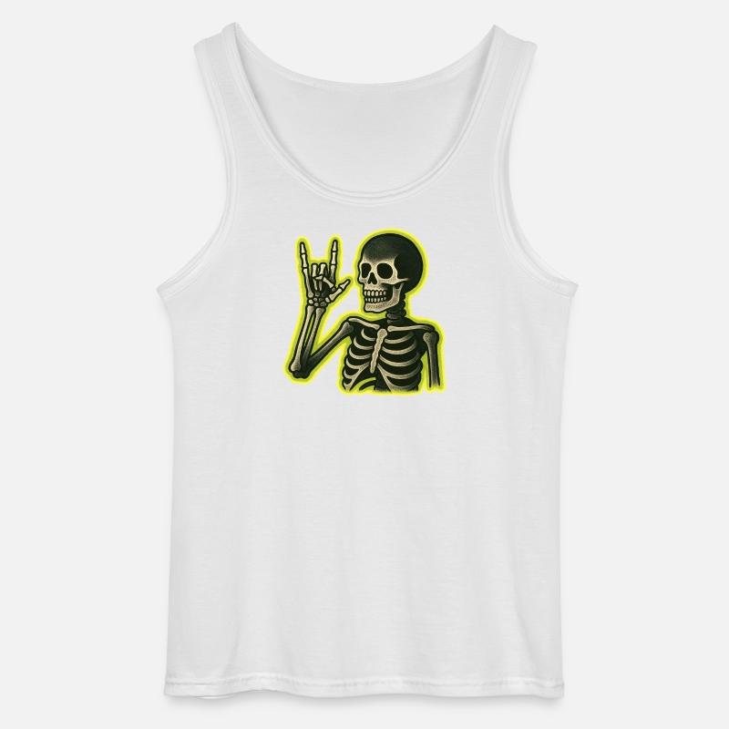 Neon Skeleton Rock Schild - Gildan Männer Tank Top - Weiß