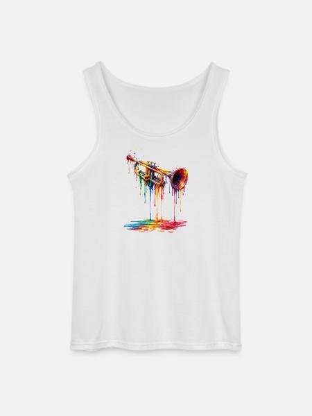 Trumpet with dripping paint - Gildan Men’s Tank Top - white