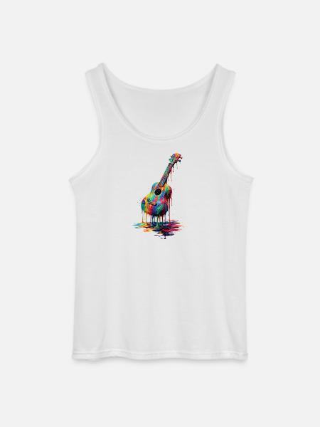 Ukulele med dryppende maling - Gildan tanktop til mænd - hvid