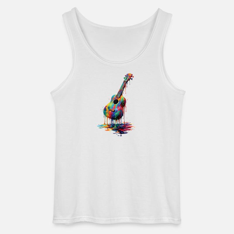 Ukulele mit tropfender Farbe - Gildan Männer Tank Top - Weiß