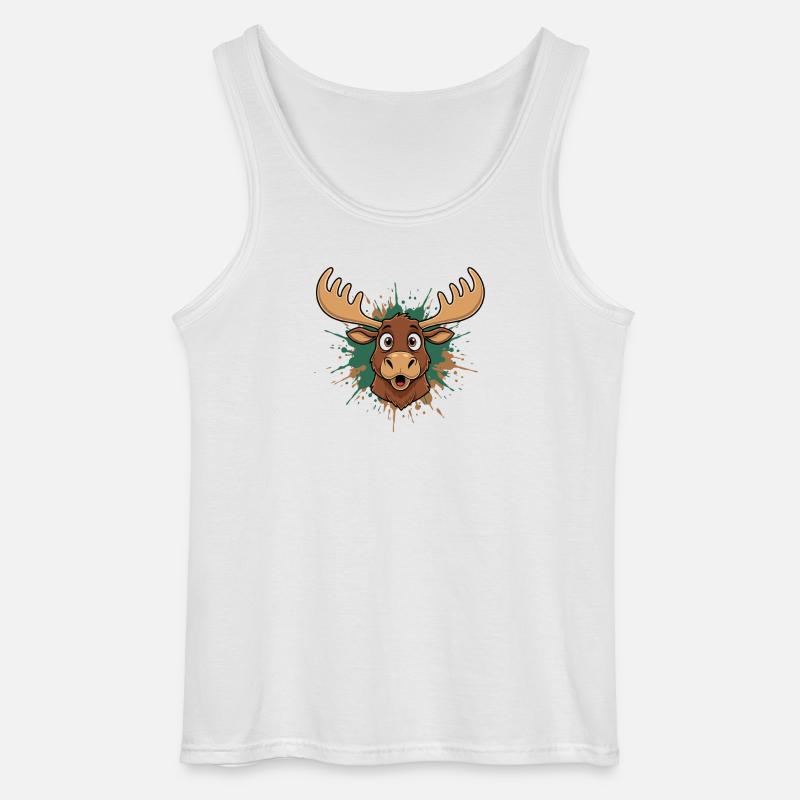 Elch Kopf Farbsplash - Gildan Männer Tank Top - Weiß