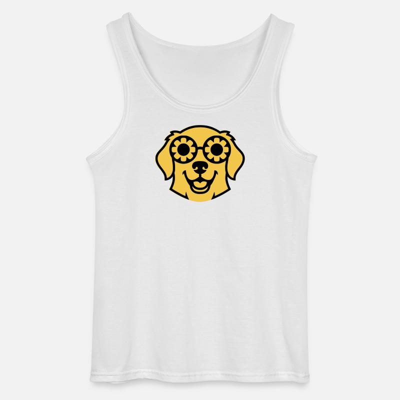 Labrador Blume Brille Peace Comic - Gildan Männer Tank Top - Weiß