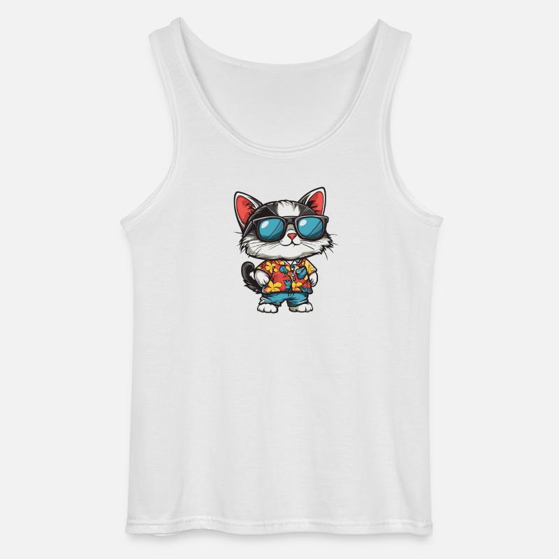Katze Comic Urlaub - Gildan Männer Tank Top - Weiß