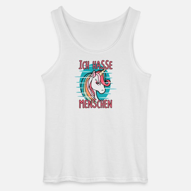 Ich Hasse Menschen Einhorn Sarkasmus - Gildan Männer Tank Top - Weiß