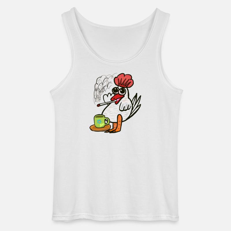 Kaffee Kippen Zigaretten Huhn Pause - Gildan Männer Tank Top - Weiß