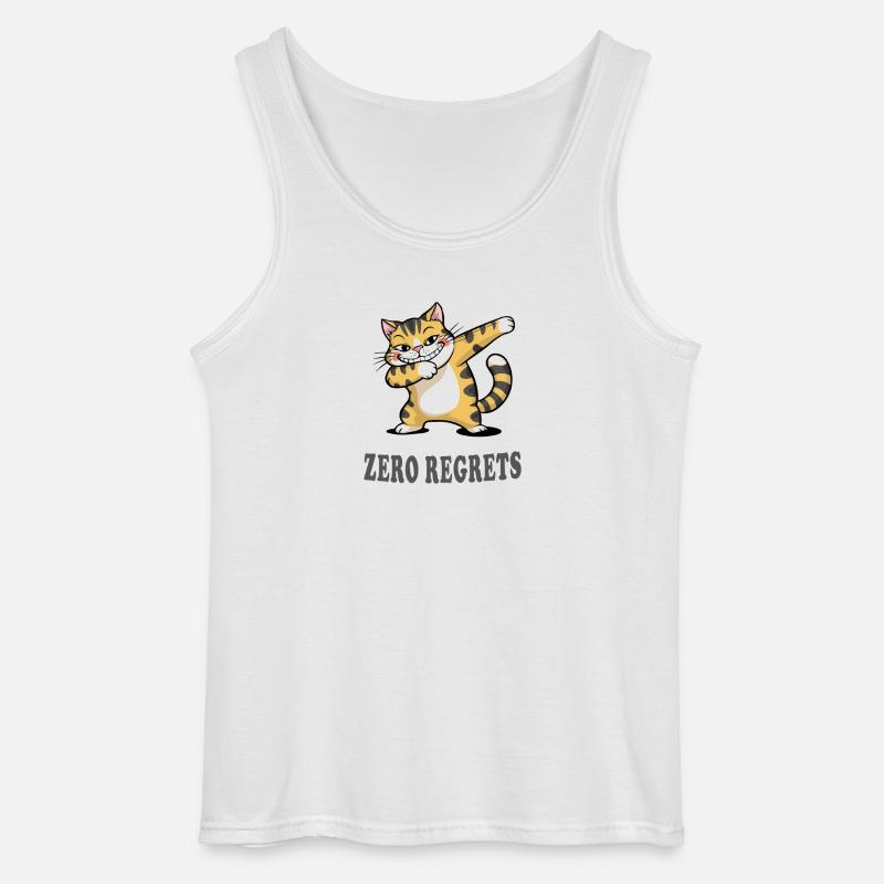 Zero Regrets Lustige Katze Sarkasmus Design - Gildan Männer Tank Top - Weiß