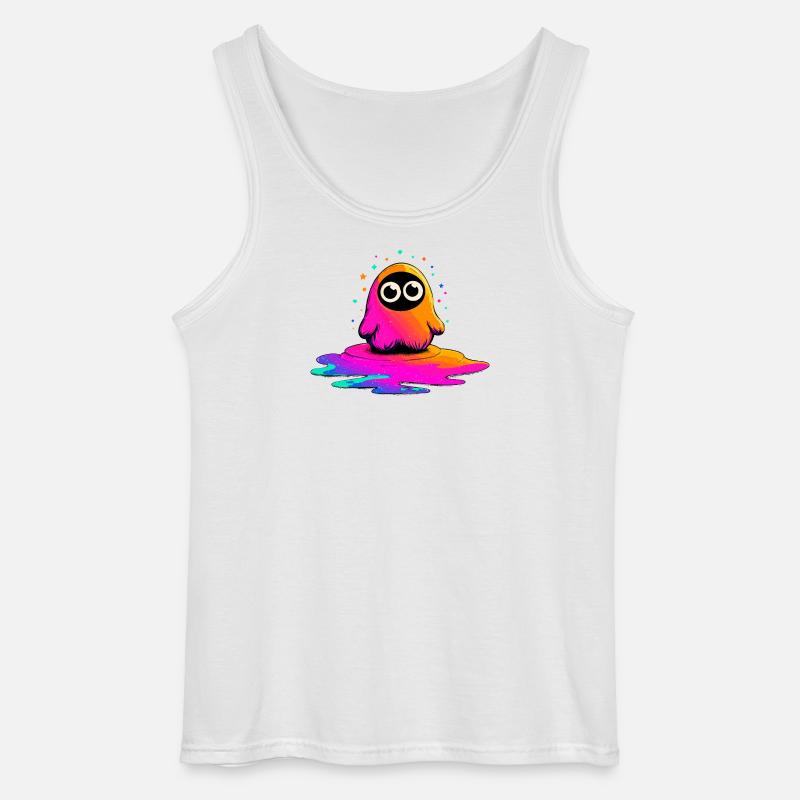 Neon Figur auf Farbklecks - Gildan Männer Tank Top - Weiß
