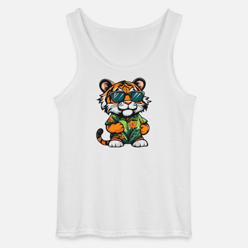 Tiger Comic Urlaub - Gildan Männer Tank Top - Weiß