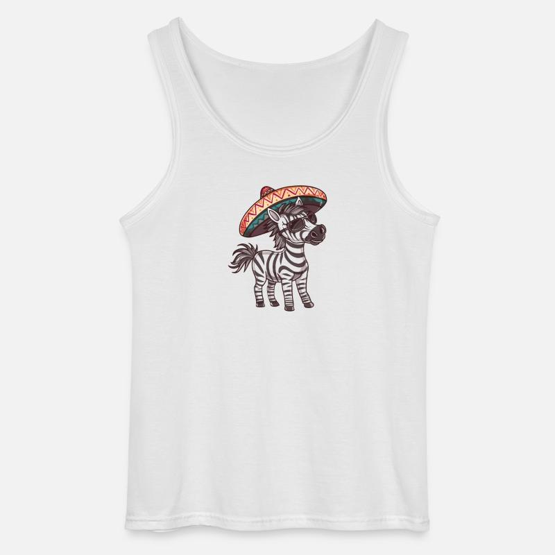 Zebra Comic Lustig Sombrero - Gildan Männer Tank Top - Weiß