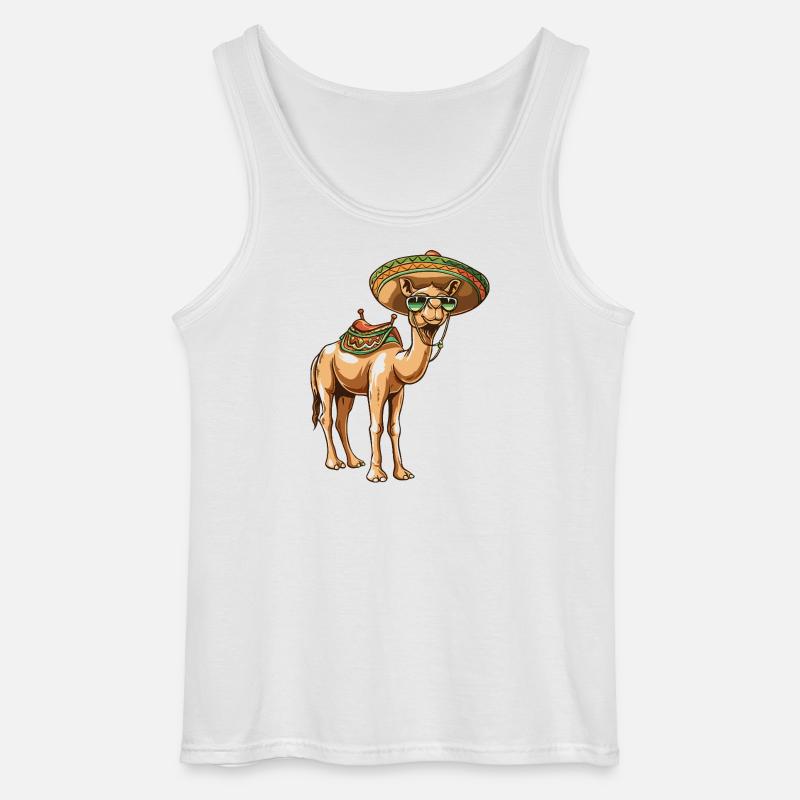 Kamel Comic Lustig Sombrero - Gildan Männer Tank Top - Weiß