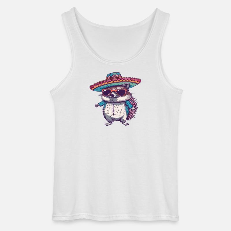 Igel Comic Lustig Sombrero - Gildan Männer Tank Top - Weiß