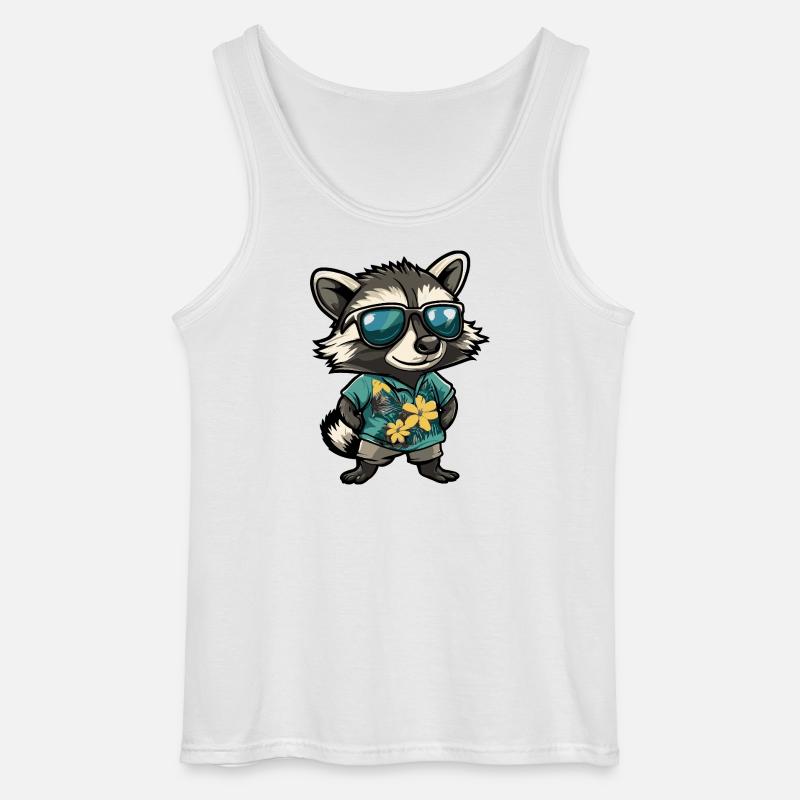 Waschbär Comic Urlaub - Gildan Männer Tank Top - Weiß