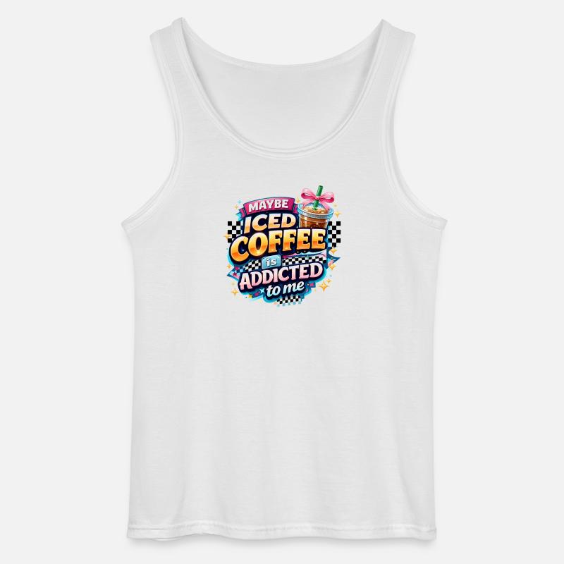 Iced Coffee Addicted Spruch Kaffeetrinker Kaffee - Gildan Männer Tank Top - Weiß
