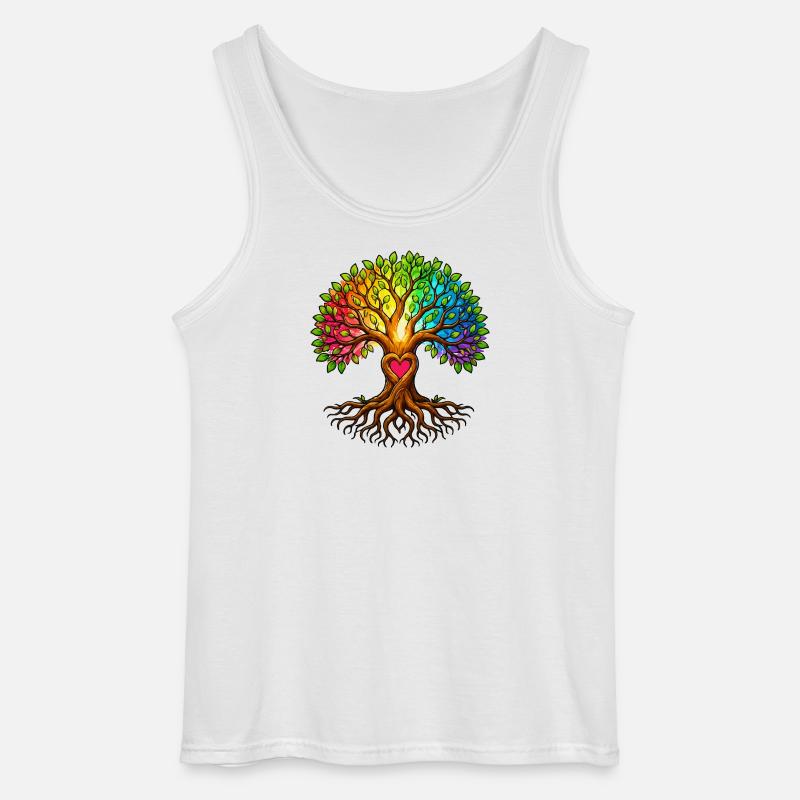 Baumherz Lebensbaum Regenbogen - Gildan Männer Tank Top - Weiß