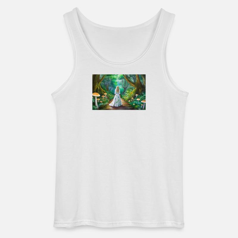 Mädchen im Märchenwald mit Pilzen - Gildan Männer Tank Top - Weiß
