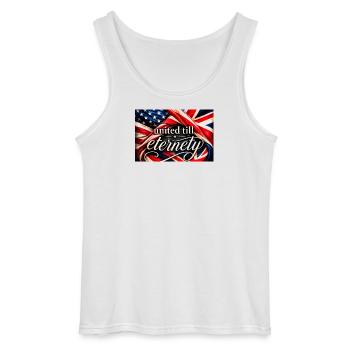 Drapeaux unis jusqu’à l’éternité - Débardeur Gildan Homme - blanc - Devant - AI Model Male 185 dark (185cm)