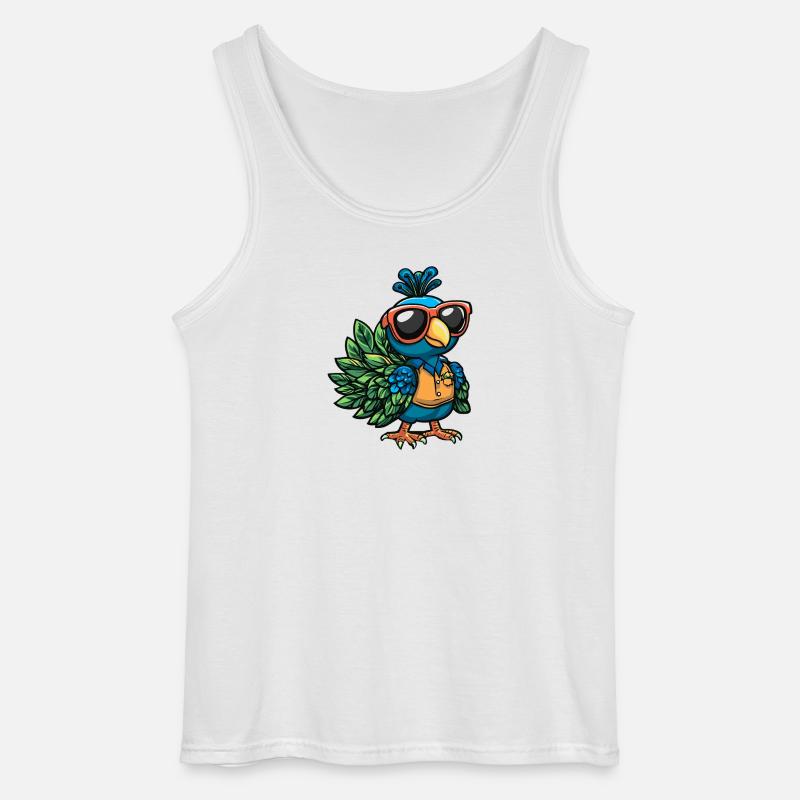 Pfau Vogel Comic Urlaub - Gildan Männer Tank Top - Weiß