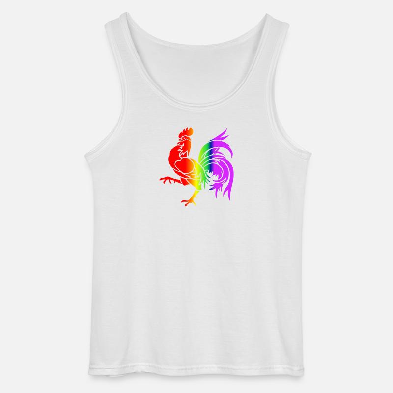 Bunter Regenbogenhahn - Gildan Männer Tank Top - Weiß