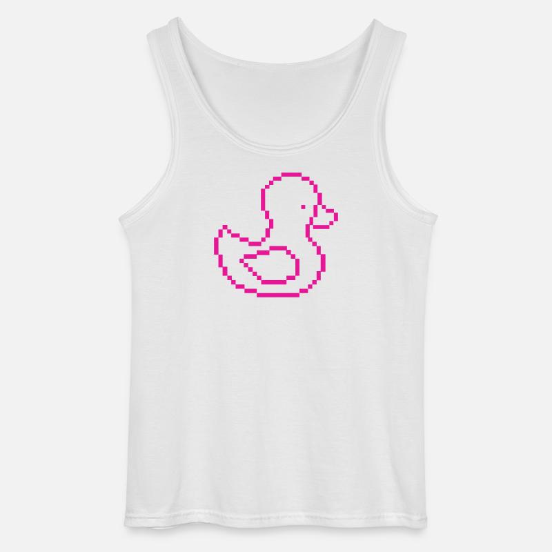 Pixel Duck Pink Pattern - Gildan Men’s Tank Top - white