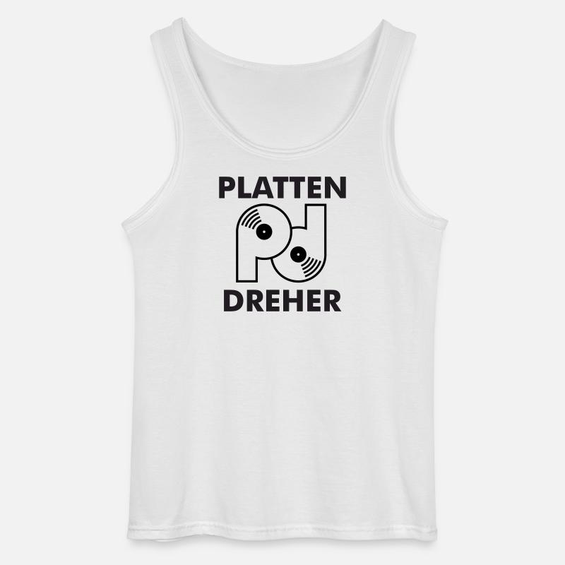 Plattendreher Logo mit Schriftzug - Gildan Männer Tank Top - Weiß