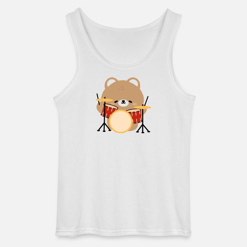 Bear Drummer Pop Art - Gildan Männer Tank Top - Weiß