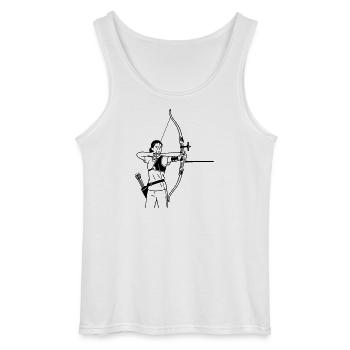 Tir à l’arc - Débardeur Gildan Homme - blanc - Devant - AI Model Male 185 dark (185cm)