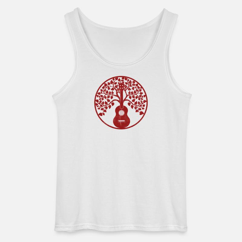 Ukulele tree mandala red - Gildan Männer Tank Top - Weiß