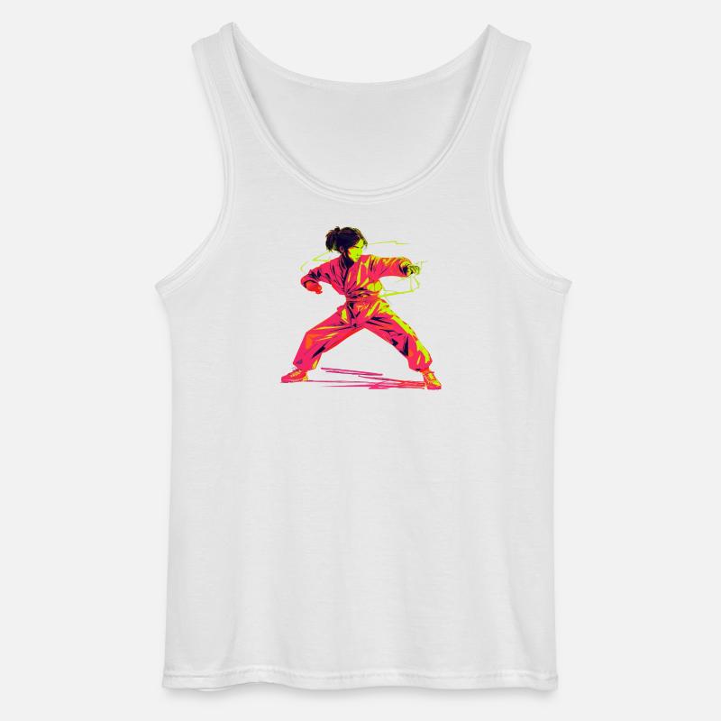 Karate Mädchen Retrowave - Gildan Männer Tank Top - Weiß