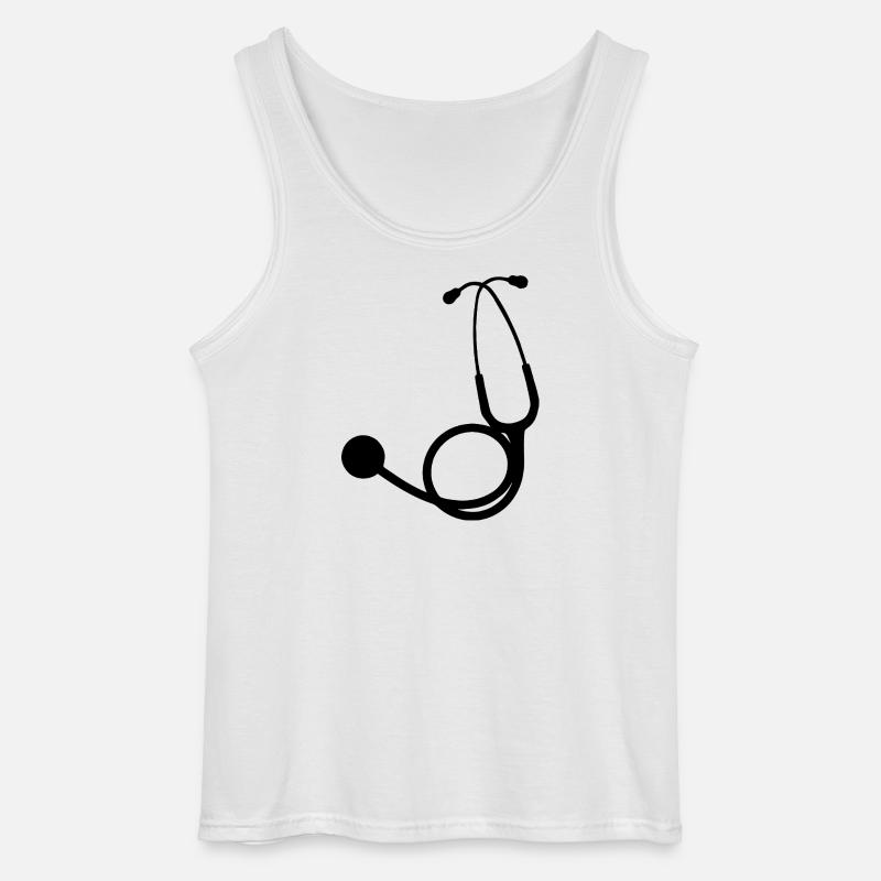 Stethoskop schwarz - Gildan Männer Tank Top - Weiß
