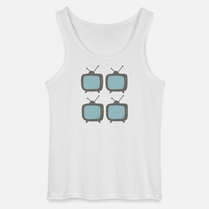 fernseher_4fach - Gildan Männer Tank Top - Weiß