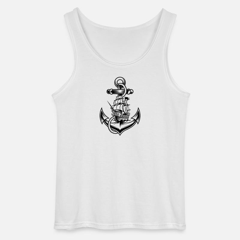 Maritimes Anker Motiv Mit Historischem - Gildan Männer Tank Top - Weiß