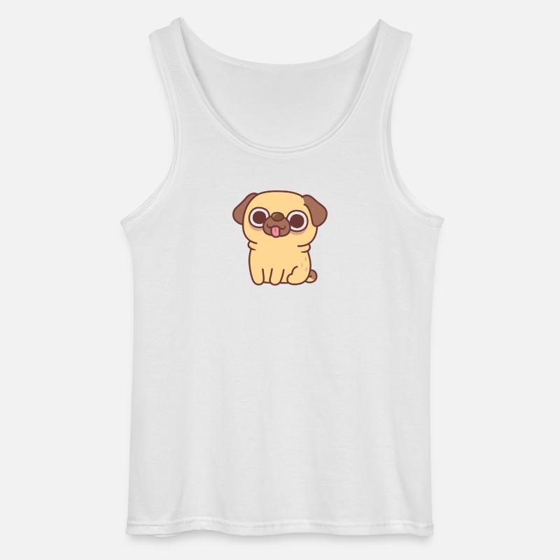 Niedlicher sitzender Reh-Mops - Gildan Männer Tank Top - Weiß