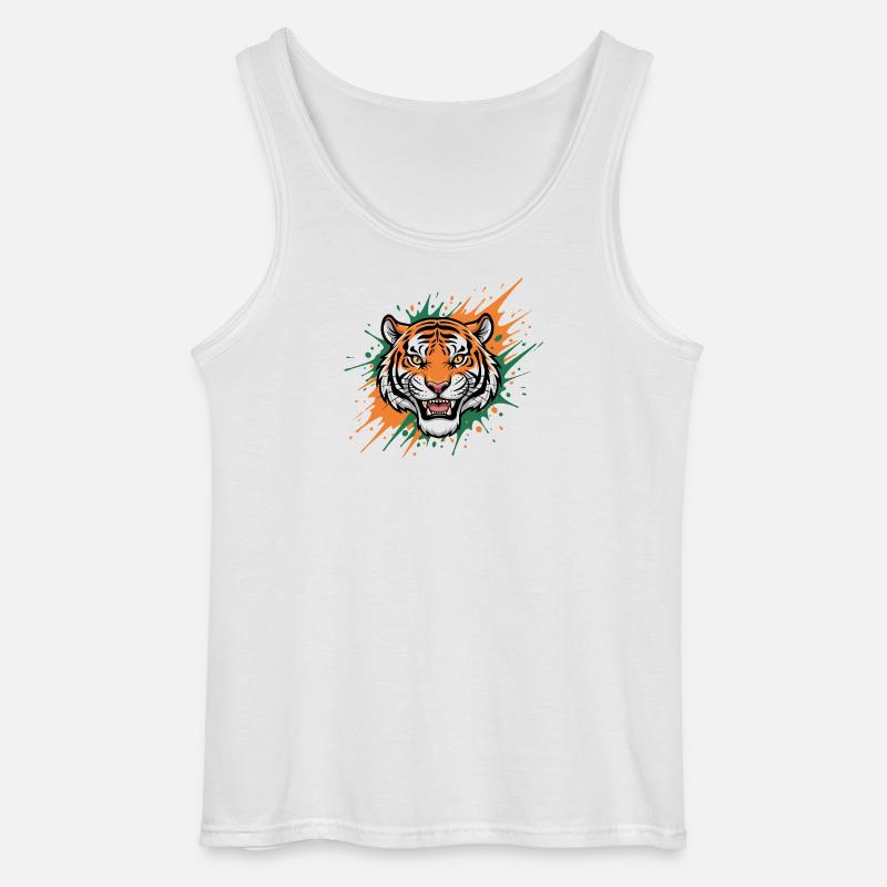 Tigerkopf Spritzerkunst - Gildan Männer Tank Top - Weiß
