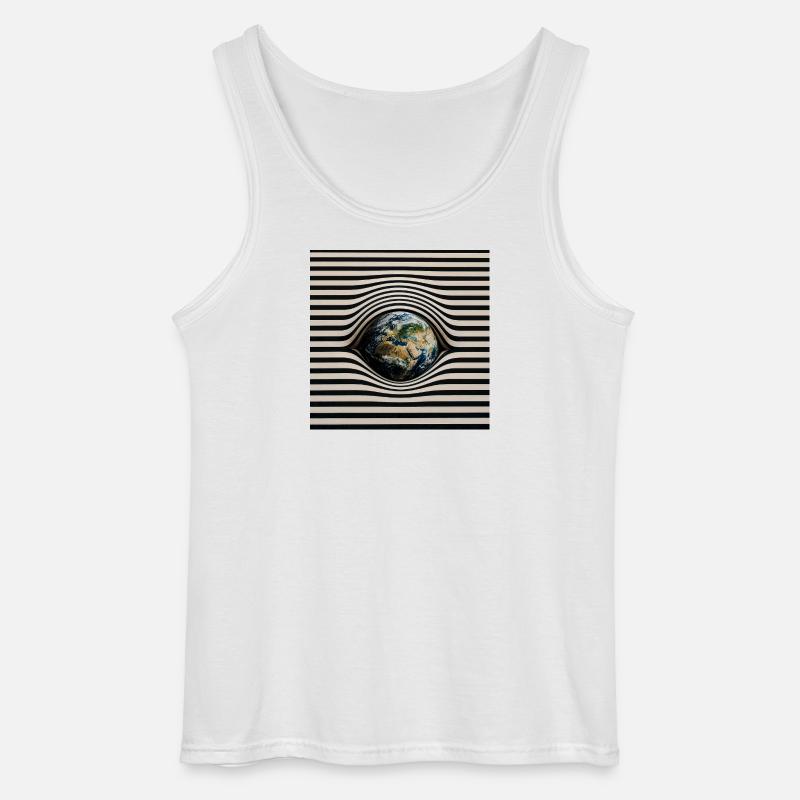 Earth in Optical Wave Pattern - Gildan Men’s Tank Top - white