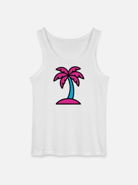 Neon Palm Tree 90s Vaporwave - Gildan Men’s Tank Top - white