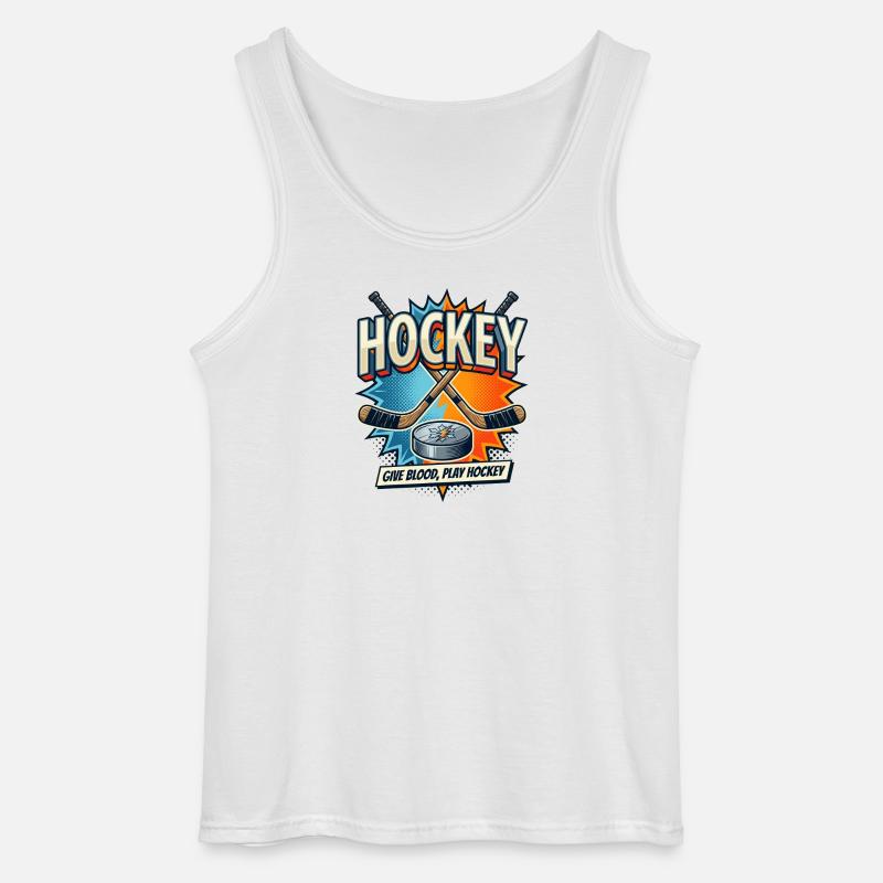 Retro Eishockey Schläger Puck Comic - Gildan Men’s Tank Top - white