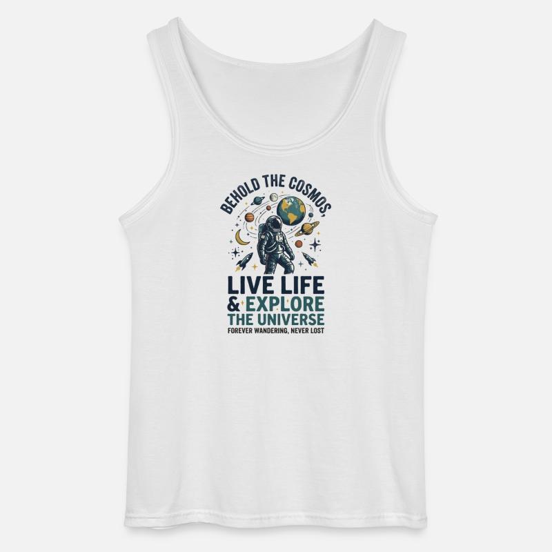 Kosmosheld: Lebe Leben, Erkunde Universum - Gildan Männer Tank Top - Weiß