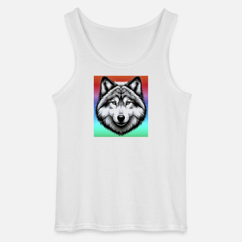 Wolf - Gildan Männer Tank Top - Weiß