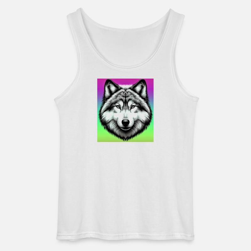 Wolf - Gildan Männer Tank Top - Weiß