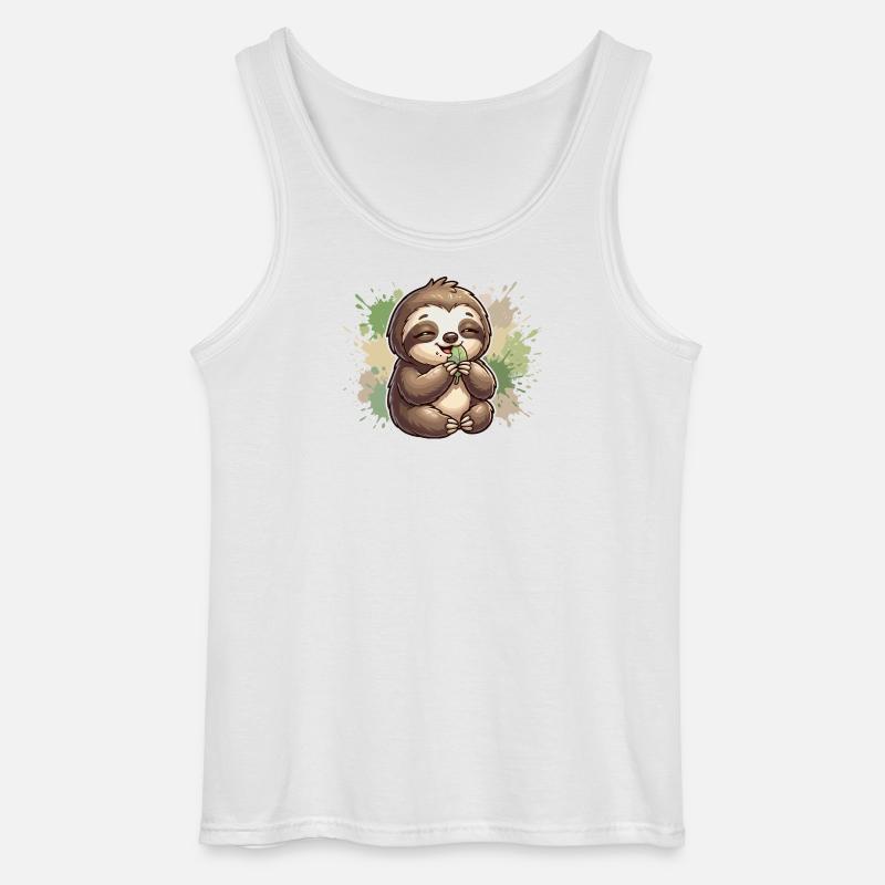 Faultier mit Blattkuscheln - Gildan Männer Tank Top - Weiß
