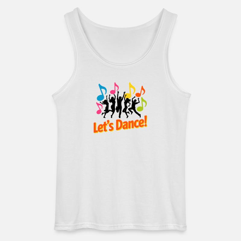 Neon Dance Party Notes - Gildan Men’s Tank Top - white
