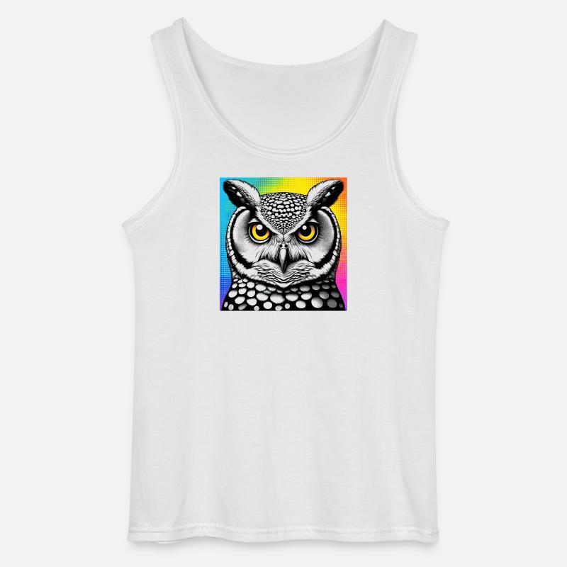 Eule - Gildan Männer Tank Top - Weiß