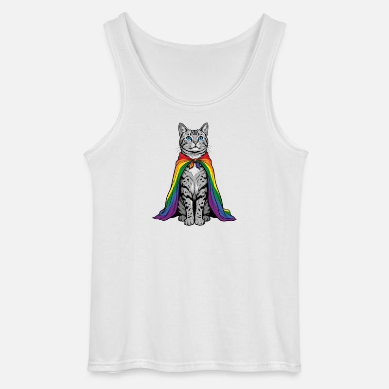 LGBTQ-Pride-Monat – Regenbogenkatze - Gildan Männer Tank Top - Weiß