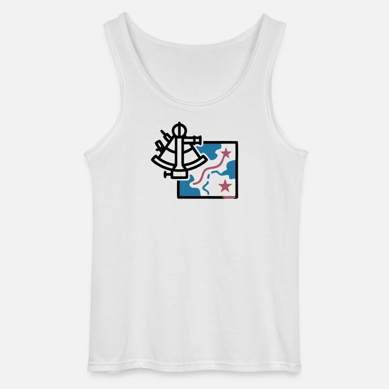Sextant Navigation Map Vector - Gildan Men’s Tank Top - white