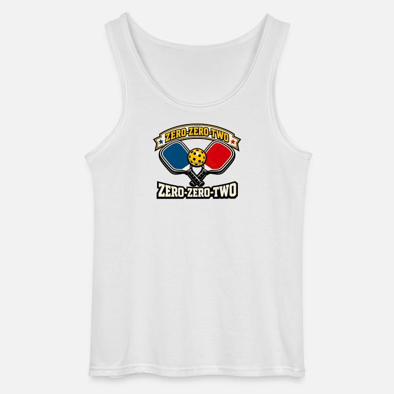 Zero-Zero-Two Paddle Ball Emblem - Gildan Men’s Tank Top - white