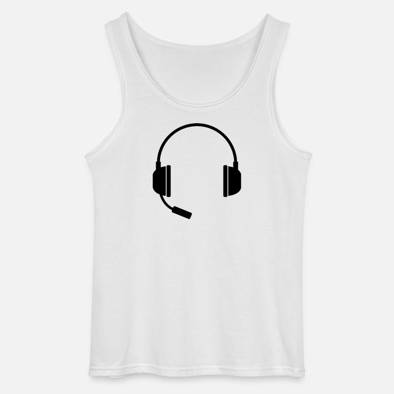 Headset mit Mikrofon - Gildan Männer Tank Top - Weiß